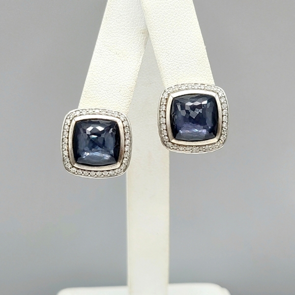 David Yurman Albion 11mm Black Orchid Diamond Earrings - Picture 1 of 1